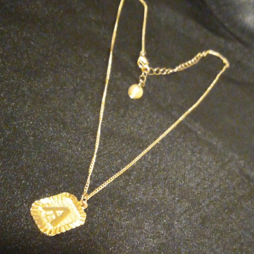 Gold Initial Pendant Necklace 22 +2 In Long